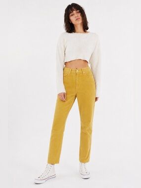 BDG Yellow Corduroy Straight Leg Pants Mom High Rise Retro Vintage Style Y2K 31
